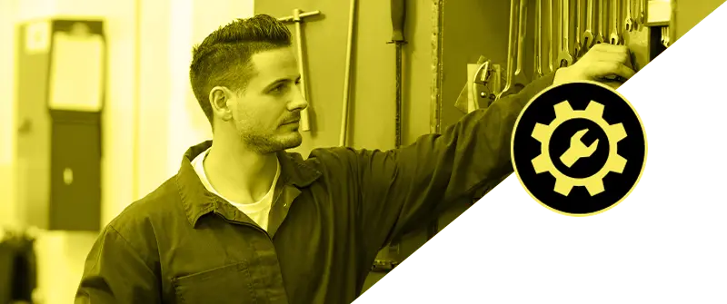 Assistenza e manutenzioni macchinari industriali con icona - B2carr